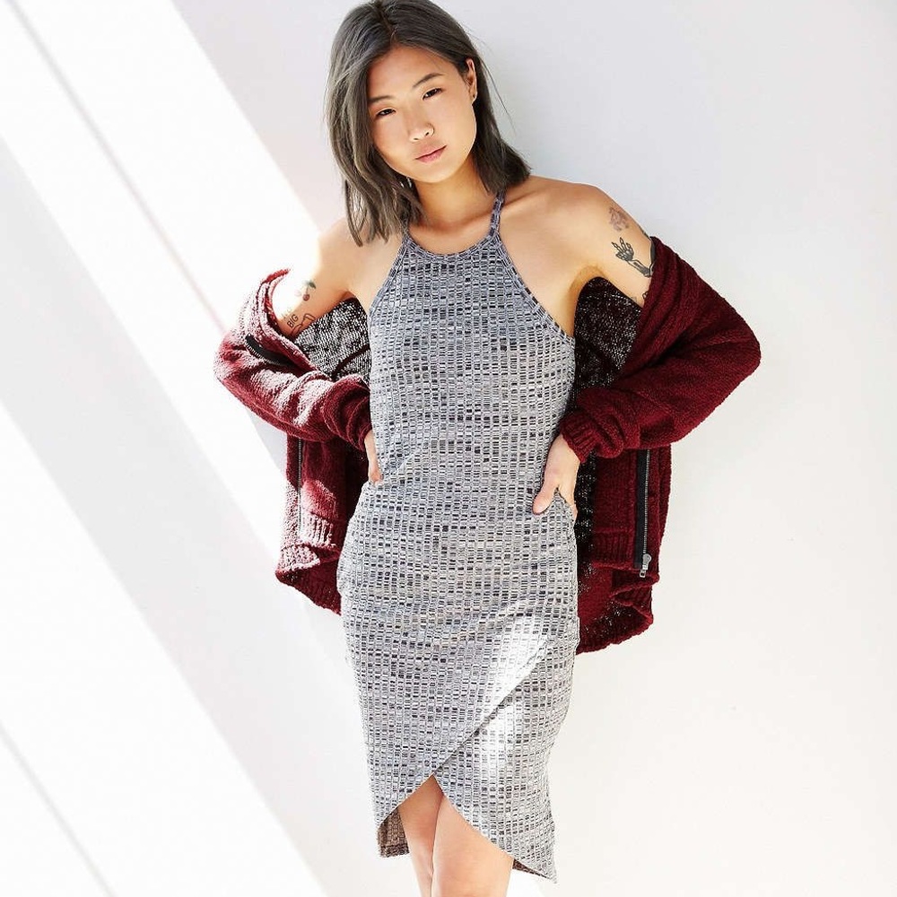 High Neck Midi Bodycon Dress